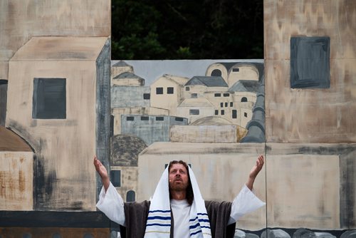 DANIEL CRUMP / WINNIPEG FREE PRESS
In its 19th season, Oak Valley Productions Inc. will be presenting Passion Play, an account of Jesus Christs final days. The play is staged in an outdoor theatre located 1 km east of La Riviere. 2018 performance dates are July 7, 8, 13-15. 
Dress rehearsal: Bill Theissen, portraying Jesus Christ, prays during the last supper scene. Saturday, June 16, 2018.