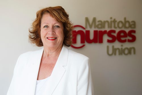 MIKE DEAL / WINNIPEG FREE PRESS
Sandi Mowat, the outgoing president of the Manitoba Nurses Union.
180627 - Wednesday, June 27, 2018.