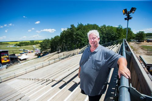 MIKAELA MACKENZIE / WINNIPEG FREE PRESS
Rob Woloschuk, general manager of Countryfest, poses in the bleachers in front of the main festival stage outside of Dauphin on Wednesday, June 27, 2018.
Mikaela MacKenzie / Winnipeg Free Press 2018.