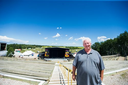 MIKAELA MACKENZIE / WINNIPEG FREE PRESS
Rob Woloschuk, general manager of Countryfest, poses in the bleachers in front of the main festival stage outside of Dauphin on Wednesday, June 27, 2018.
Mikaela MacKenzie / Winnipeg Free Press 2018.