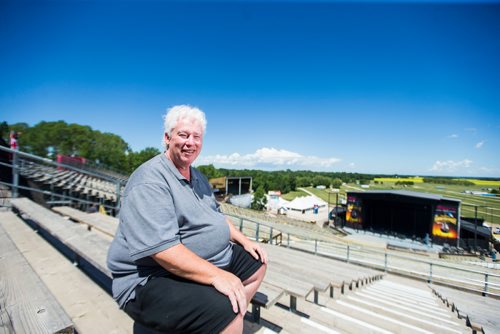 MIKAELA MACKENZIE / WINNIPEG FREE PRESS
Rob Woloschuk, general manager of Countryfest, poses in the bleachers in front of the main festival stage outside of Dauphin on Wednesday, June 27, 2018.
Mikaela MacKenzie / Winnipeg Free Press 2018.