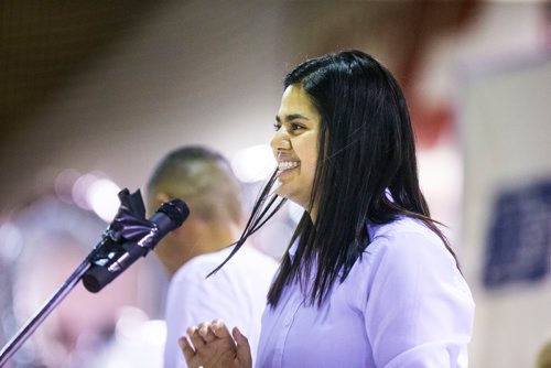 MIKAELA MACKENZIE / WINNIPEG FREE PRESS
Anaka Sandhu, Youth CEO ambassador, kicks off the Youth CEO summer internship program at the Old Exhibition Arena in Winnipeg on Thursday, June 28, 2018.
Mikaela MacKenzie / Winnipeg Free Press 2018.