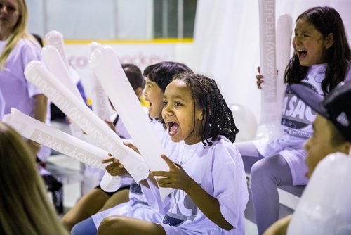 MIKAELA MACKENZIE / WINNIPEG FREE PRESS
Dibora Grume, 9, cheers as the Business Council of Manitoba kicks off Youth CEO summer internship program at the Old Exhibition Arena in Winnipeg on Thursday, June 28, 2018.
Mikaela MacKenzie / Winnipeg Free Press 2018.