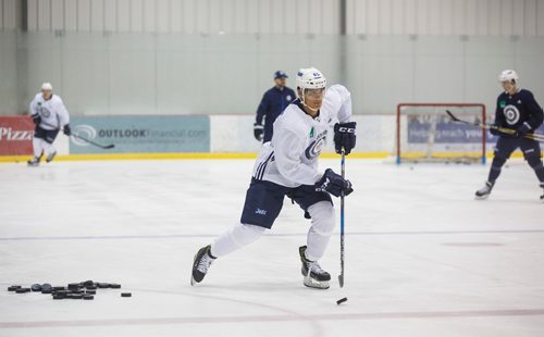 MIKE DEAL / WINNIPEG FREE PRESS
Winnipeg Jets Johnathan Kovacevic (65) during development camp on its final day Friday morning at the Bell MTS IcePlex.
180629 - Friday, June 29, 2018.