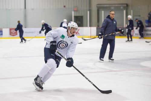 MIKE DEAL / WINNIPEG FREE PRESS
Winnipeg Jets Jansen Harkins (58) during development camp on its final day Friday morning at the Bell MTS IcePlex.
180629 - Friday, June 29, 2018.