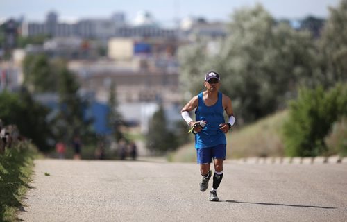 TREVOR HAGAN / WINNIPEG FREE PRESS
Junel Malapad is running 160kms up and down Garbage Hill, in an event he calls Taking Stigma to the Trash, that will raise mental-health awareness as well as money for the Canadian Mental Health Association, Friday, June 29, 2018.