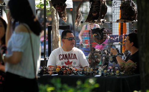 Phil Hossack / Winnipeg Free Press -  Crafters and Patrons in the stalls at Winnipeg's Night Market Friday evening. See story. June 29, 2018