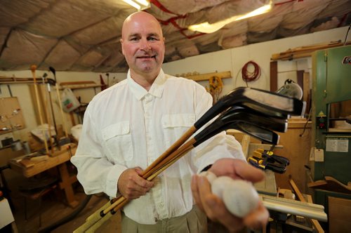 TREVOR HAGAN / WINNIPEG FREE PRESS
Kelly Leonard makes hickory golf clubs, some of which are replicas of clubs dating back to the 1800s,  Friday, June 29, 2018. For Dave Sanderson Intersection.