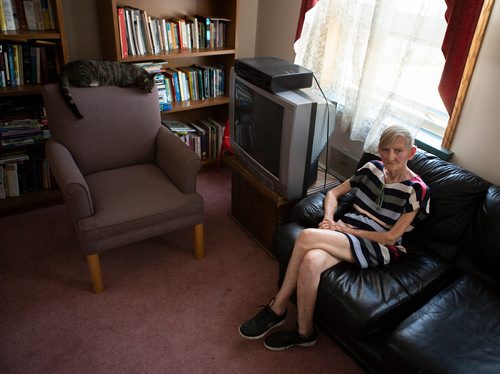 ANDREW RYAN / WINNIPEG FREE PRESS Margaret Ormond, executive director of The Sunshine House, poses for a portrait in the drop-in centre on July 3, 2018. With the help of a $15,000 grant the organization will be tasked to interview and survey current and former drug users about their needs.