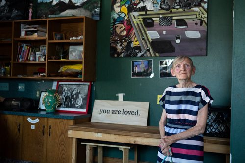 ANDREW RYAN / WINNIPEG FREE PRESS Margaret Ormond, executive director of The Sunshine House, poses for a portrait in the drop-in centre on July 3, 2018. With the help of a $15,000 grant the organization will be tasked to interview and survey current and former drug users about their needs.