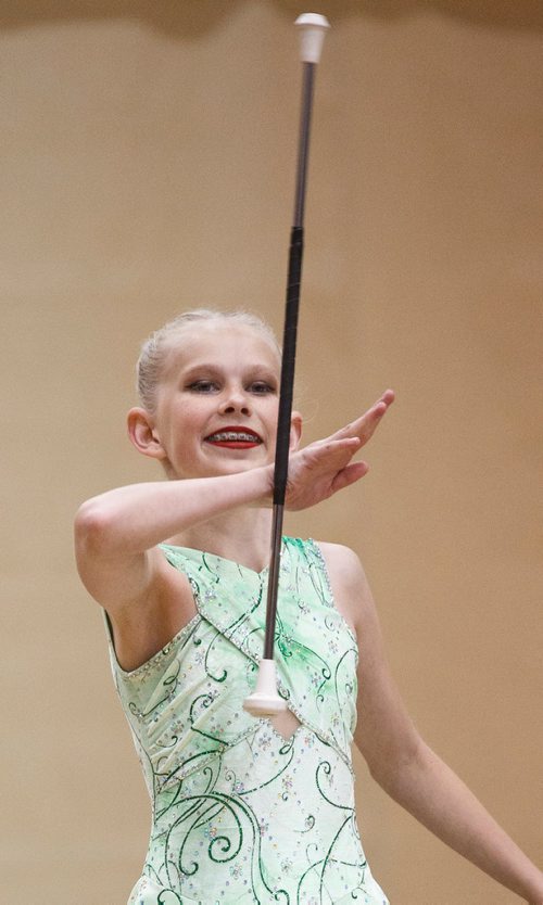 MIKE DEAL / WINNIPEG FREE PRESS
Paige Epp from Alberta during the Canadian Baton Twirling Championships at the University of Manitoba Investors Group Athletic Centre Thursday.
180705 - Thursday, July 05, 2018.