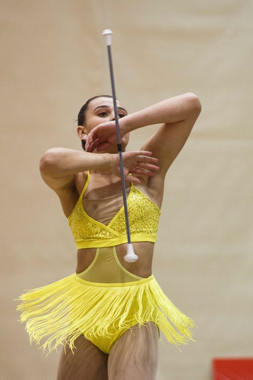 MIKE DEAL / WINNIPEG FREE PRESS
Brooke Carrier from Alberta during the Canadian Baton Twirling Championships at the University of Manitoba Investors Group Athletic Centre Thursday.
180705 - Thursday, July 05, 2018.