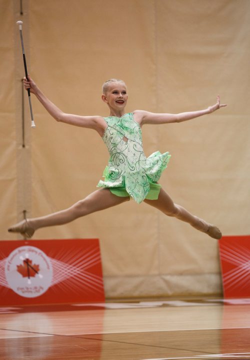 MIKE DEAL / WINNIPEG FREE PRESS
Paige Epp from Alberta during the Canadian Baton Twirling Championships at the University of Manitoba Investors Group Athletic Centre Thursday.
180705 - Thursday, July 05, 2018.