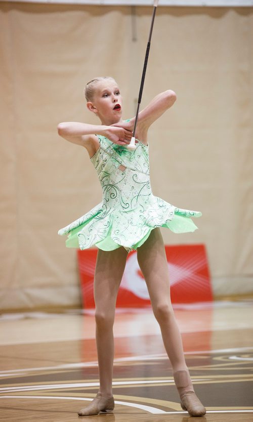 MIKE DEAL / WINNIPEG FREE PRESS
Paige Epp from Alberta during the Canadian Baton Twirling Championships at the University of Manitoba Investors Group Athletic Centre Thursday.
180705 - Thursday, July 05, 2018.