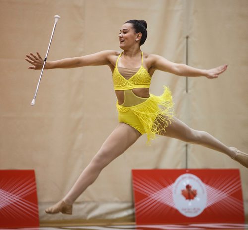 MIKE DEAL / WINNIPEG FREE PRESS
Brooke Carrier from Alberta during the Canadian Baton Twirling Championships at the University of Manitoba Investors Group Athletic Centre Thursday.
180705 - Thursday, July 05, 2018.