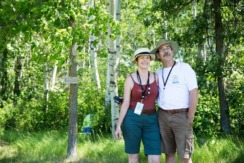 MIKAELA MACKENZIE / WINNIPEG FREE PRESS
Long-time volunteers Janet Wosney and Bob Tinker pose at the Winnipeg Folk Fest in Bird's Hill Provincial Park on Friday, July 6, 2018. 
Mikaela MacKenzie / Winnipeg Free Press 2018.