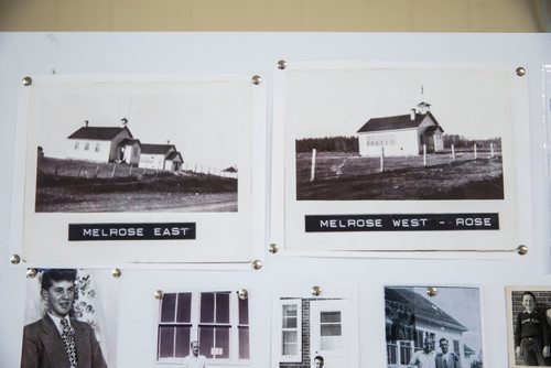 MIKAELA MACKENZIE / WINNIPEG FREE PRESS
Displays of pictures set up for a reunion of four former one-room school houses in the area (Zora School, Melrose East, Melrose West, and Cook's Creek) at the Immaculate Conception Church of Cooks Creek on Friday, July 6, 2018. 
Mikaela MacKenzie / Winnipeg Free Press 2018.