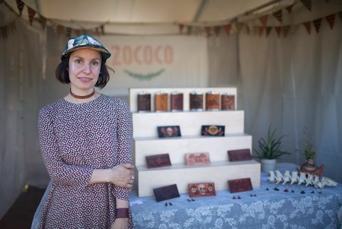 ANDREW RYAN / WINNIPEG FREE PRESS Jewellery artist Nathalie Polischuk had most of her products stolen from her vehicle on the eve of Folk Fest but retains a positive attitude about moving forward and continuing to sell items from her booth Zococo. Shot on July 6, 2018.