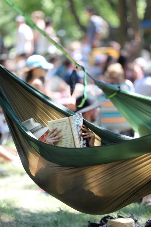 RUTH BONNEVILLE / WINNIPEG FREE PRESS


People lay in hammocks reading under clusters of trees to keep cool while attending the Winnipeg Folk Fest at Birds Hill Park Saturday.

July 07, 2018 
