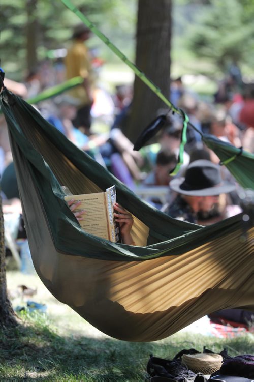 RUTH BONNEVILLE / WINNIPEG FREE PRESS


People lay in hammocks reading under clusters of trees to keep cool while attending the Winnipeg Folk Fest at Birds Hill Park Saturday.

July 07, 2018 
