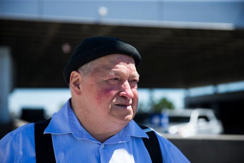 MIKAELA MACKENZIE / WINNIPEG FREE PRESS
Frank Bruce, who is headed to Thunder Bay on the bus today, poses for a portrait at the Greyhound bus terminal at the Winnipeg airport on Monday, July 9, 2018. Greyhound is cutting all of their prairie services this October.
Mikaela MacKenzie / Winnipeg Free Press 2018.