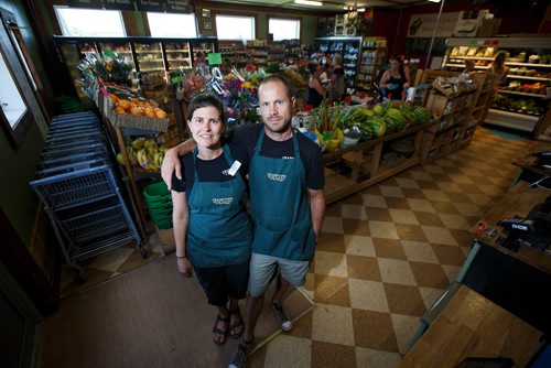 MIKE DEAL / WINNIPEG FREE PRESS
Crampton's Market, the grocery store, bakery and ice-cream stop which specializes in local produce from Manitoba farmers, is moving to Headingley next year because Manitoba Hydro decided not to renew their lease. While the neighbourhood will lose the local staple, owners Erin Crampton and Marc DeGagne say they are excited about the expansion.
180710 - Tuesday, July 10, 2018.