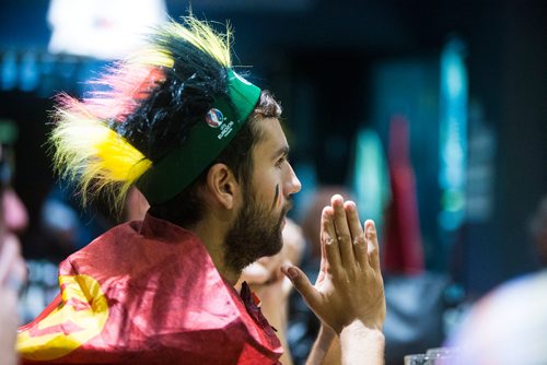 MIKAELA MACKENZIE / WINNIPEG FREE PRESS
Jean-Luc Speliers watches the game at the Belgian Club in Winnipeg on Tuesday, July 10, 2018. 
Mikaela MacKenzie / Winnipeg Free Press 2018.