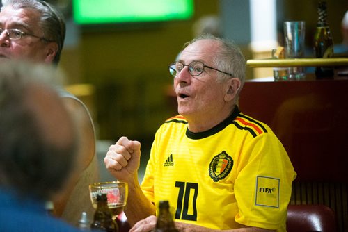 MIKAELA MACKENZIE / WINNIPEG FREE PRESS
Jim Parker reacts to the game at the Belgian Club in Winnipeg on Tuesday, July 10, 2018. 
Mikaela MacKenzie / Winnipeg Free Press 2018.