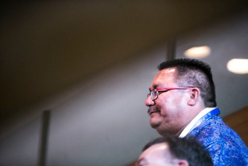 MIKAELA MACKENZIE / WINNIPEG FREE PRESS
Peguis Chief Glenn Hudson waits to speak at the EPC meeting at City Hall in Winnipeg on Wednesday, July 11, 2018. 
Mikaela MacKenzie / Winnipeg Free Press 2018.