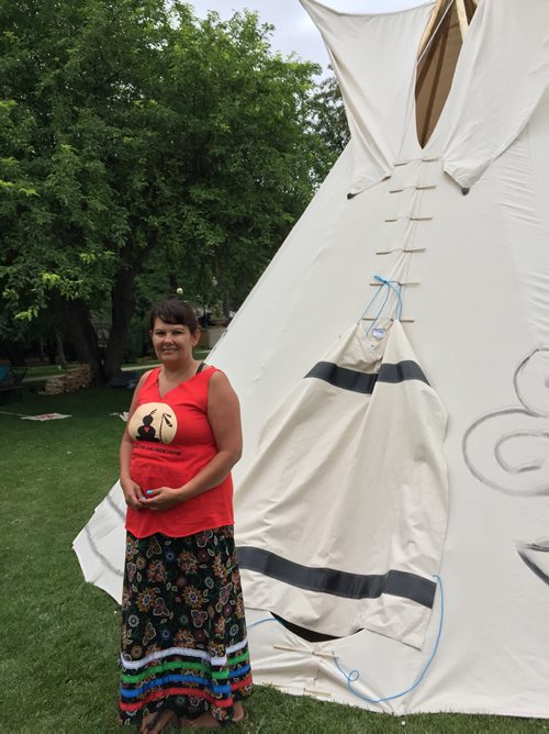 ALEXANDRA PAUL / WINNIPEG FREE PRESS
Assembly of Manitoba Chiefs advocate for First Nations families Cora Morgan is leading a group of 10 people, fasting on the legislative grounds Wednesday and Thursday.  Theyre erected a teepee and a space for shade on the east side of the grounds.
They hope to create a spiritual space for children the child welfare system. The First Nations organization disputes the direction the province has pursued to address a crisis in the system. Manitoba has one of the worlds highest rates of child-welfare apprehension and the number of children  in the system has soared in the last decade. July 11, 2018