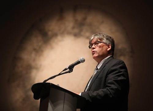 RUTH BONNEVILLE / WINNIPEG FREE PRESS

Ian Wishart,  minister of education and training, speaks at the podium to 20 new Canadian Citizens at ceremony held at the CMHR on Thursday. 

See Carol Sanders story.  



July 12, 2018 

