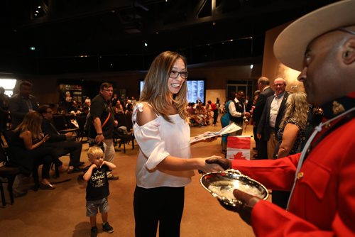 RUTH BONNEVILLE / WINNIPEG FREE PRESS

Laura Skrecek from Romania is all smiles after becoming a Canadian citizen at a ceremony at the CMHR Thursday.  

See Carol Sanders story.
 

July 12, 2018 

