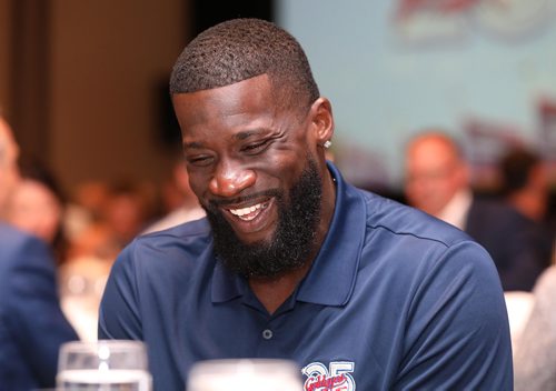 RUTH BONNEVILLE / WINNIPEG FREE PRESS

Sports Saturday Special, Goldeyes 25th anniversary luncheon Thursday at the Fairmont.
Goldeyes player Reggie Abercrombie at the luncheon. 

See Mike McIntyre story


July 12, 2018 


