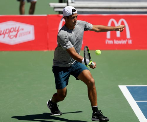 TREVOR HAGAN / WINNIPEG FREE PRESS
Jason Kubler, of Australia defeats Lucas Miedler of Austria, at the Winnipeg National Bank Challenger event at the Winnipeg Lawn Tennis Club, Sunday, July 15, 2018.