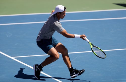 TREVOR HAGAN / WINNIPEG FREE PRESS
Jason Kubler, of Australia defeats Lucas Miedler of Austria, at the Winnipeg National Bank Challenger event at the Winnipeg Lawn Tennis Club, Sunday, July 15, 2018.