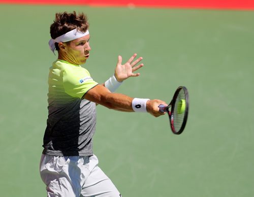 TREVOR HAGAN / WINNIPEG FREE PRESS
Lucas Miedler of Austria is defeated by Jason Kubler, of Australia, at the Winnipeg National Bank Challenger event at the Winnipeg Lawn Tennis Club, Sunday, July 15, 2018.