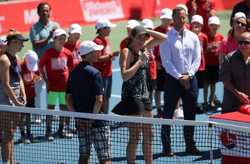 TREVOR HAGAN / WINNIPEG FREE PRESS
Rebecca Marino speaks after winning the Winnipeg National Bank Challenger at the Winnipeg Lawn Tennis Club, Sunday, July 15, 2018.