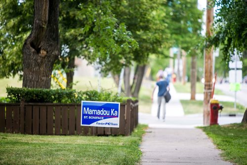 MIKAELA MACKENZIE / WINNIPEG FREE PRESS
Political signs in St. Boniface before the by-election in Winnipeg on Monday, July 16, 2018. 
Mikaela MacKenzie / Winnipeg Free Press 2018.