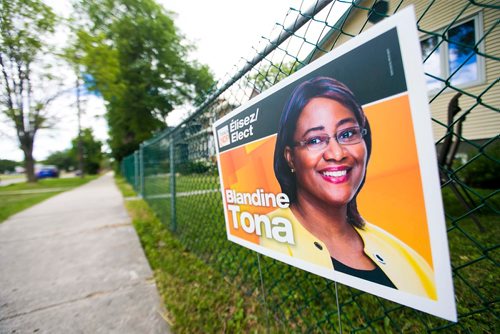 MIKAELA MACKENZIE / WINNIPEG FREE PRESS
Political signs in St. Boniface before the by-election in Winnipeg on Monday, July 16, 2018. 
Mikaela MacKenzie / Winnipeg Free Press 2018.