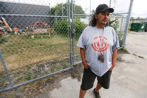 JOHN WOODS / WINNIPEG FREE PRESS
Indian and Metis Friendship Centre maintenance person Kevin Thompson talks about sweat lodge and the maintenance work that is being done in the Winnipeg community centre Monday, July 16, 2018. Members of the community are concerned the centre is being run by a gang and poorly managed.
