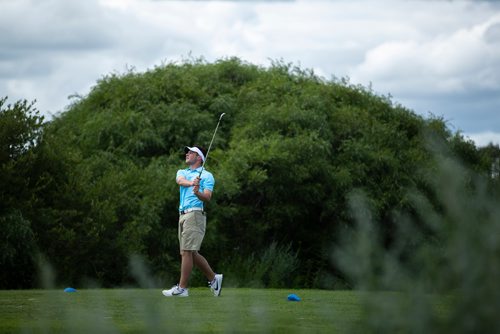 ANDREW RYAN / WINNIPEG FREE PRESS  Jeremie Nantel tees off during the Manitoba Men's Amateur Championship at Quarry Oaks golf club on July 16, 2018.