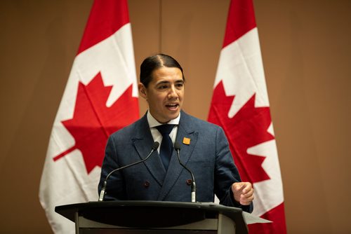 ANDREW RYAN / WINNIPEG FREE PRESS  MP Robert-Falcon Ouelette speaks on stage to help announce the a new federal funding allotment to help improve women's presence in information and communication technologies on July 17, 2018.