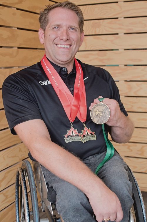Canstar Community News July 18, 2018 - Colin Mathieson, 39, recently finished first in the 100-metre T54 wheelchair race and first in the 200-metre T54 race at the 2018 Canadian Track and Field Championships in Ottawa, Ont. (DANIELLE DA SILVA/SOUWESTER/CANSTAR)