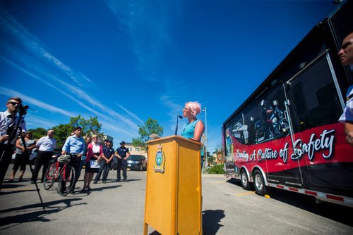 MIKAELA MACKENZIE / WINNIPEG FREE PRESS
Dr. Ginette Poulin from the Addictions Foundation of Manitoba speaks at a media briefing outlining rising crime rates and the methods being taken to combat them in Winnipeg on Wednesday, July 18, 2018. 
Mikaela MacKenzie / Winnipeg Free Press 2018.