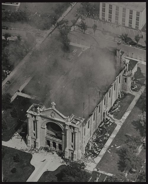 WINNIPEG FREE PRESS FILES
Aerial photo of the St. Boniface basilica after a fire that occurred July 22, 1968. Photo taken July 23, 1968.