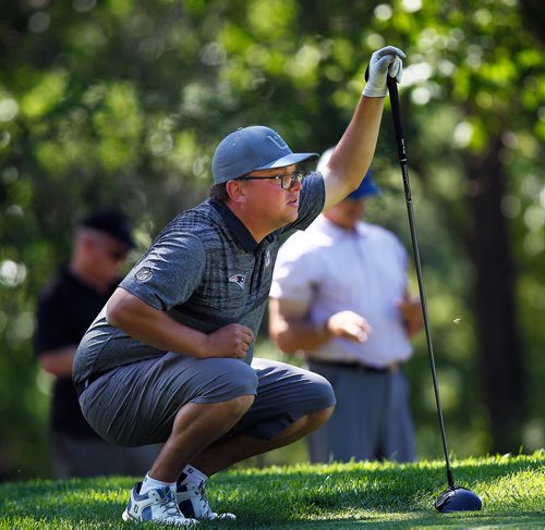 PHIL HOSSACK / WINNIPEG FREE PRESS - Justin McDonald gets a line off the 17th tee Wednesday afternoon at Glendale Golf Club in the Manitoba Men's Amature tournament. Mike Sawatzky's story.  - July 17, 2018