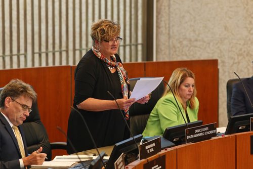 MIKE DEAL / WINNIPEG FREE PRESS
Councillor Janice Lukes during Winnipeg City Councils last meeting of the summer session. 
180719 - Thursday, July 19, 2018.