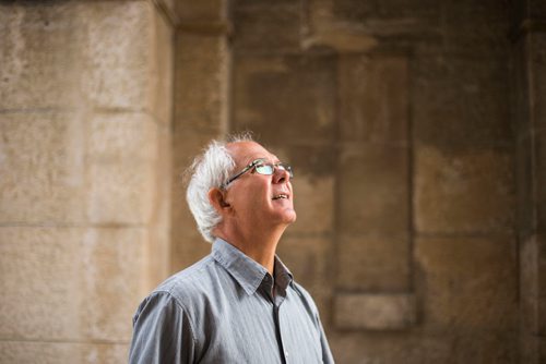MIKAELA MACKENZIE / WINNIPEG FREE PRESS
Phil Mailhot, former director of the St. Boniface Museum, poses in the St. Boniface Cathedral ruins in Winnipeg on Friday, July 20, 2018. As a 13-year-old boy, Mailhot watched the historic fire burn.
Mikaela MacKenzie / Winnipeg Free Press 2018.