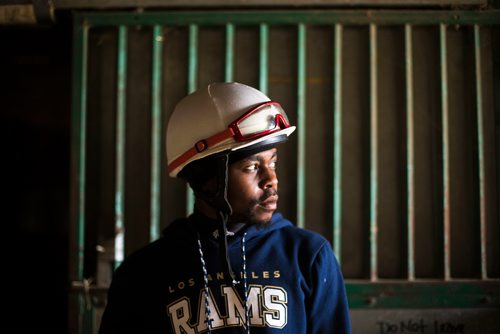 MIKAELA MACKENZIE / WINNIPEG FREE PRESS
Jockey Antonio Whitehall poses for a portrait at the Assiniboia Downs in Winnipeg on Thursday, July 19, 2018. 
Mikaela MacKenzie / Winnipeg Free Press 2018.