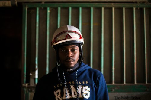 MIKAELA MACKENZIE / WINNIPEG FREE PRESS
Jockey Antonio Whitehall poses for a portrait at the Assiniboia Downs in Winnipeg on Thursday, July 19, 2018. 
Mikaela MacKenzie / Winnipeg Free Press 2018.